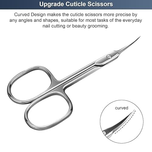 CGBE Cuticle Scissors Extra Fine Curved Blade, Super Slim Manicure Scissors for Cuticles Professional Small Scissors with Precise Pointed Tip Grooming Blades, Eyebrow, Eyelash, and Dry Skin - Silvery thumbnail 4