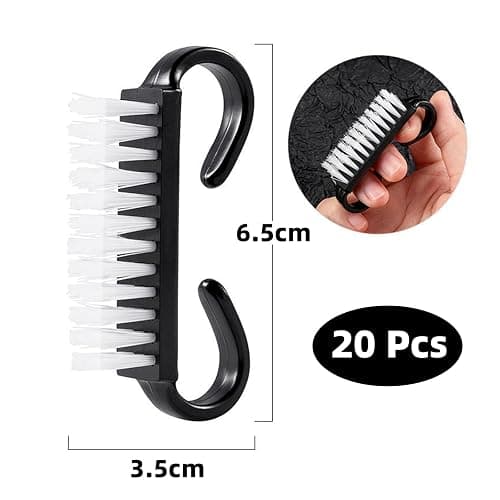 20 Pcs Nail Brushes for Cleaning Nails, Plastic Nail Brush, Handle Grip Nail Brush, Small Nail Brush for Cleaning Fingernails, Nail Dust Cleaner Tools, for Toes and Nails Cleaning(Black) thumbnail 2