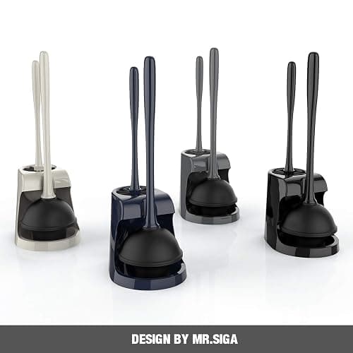 MR.SIGA Toilet Plunger and Bowl Brush Combo for Bathroom Cleaning, Black, 1 Set thumbnail 3