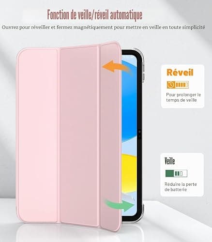 TiMOVO Coque pour iPad A16 11 Pouces/10ème Gén 10,9", Rose Clair | Légère Housse, Arrière Translucide en PC, Réveil/Sommeil Auto thumbnail 5