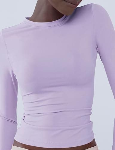 Women's Soft Long Sleeve Shirts Crew Neck Tops Basic Tees Stretchy Going Out Crop Tops Y2K Slim Fit T-Shirts thumbnail 7