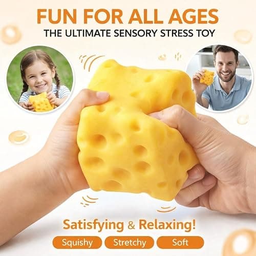 Yellow Cheese Squishy Slow Rising, Squishy Squeeze Cheese Block, Soft Novelty Toy, Stress Balls for Adults Rebounding Sensory Squishys Cheese (2.16in) thumbnail 2