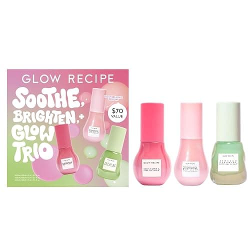 Glow Recipe Soothe, Glow & Bright Gift Set - Niacinamide Dew Drops Illuminating Primer & Avocado Ceramide Facial Serum & Guava Dark Spot Serum - Korean Skincare Travel Kit (3 Count) - Image 1