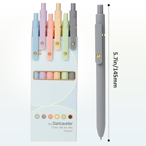 FIOVER Colored Pens, 6 Pack Colorful Gel Pens, Medium Point 0.7mm, Smooth Writing Pens Multicolor for Journaling, Drawing, Doodling, and Note Taking thumbnail 7
