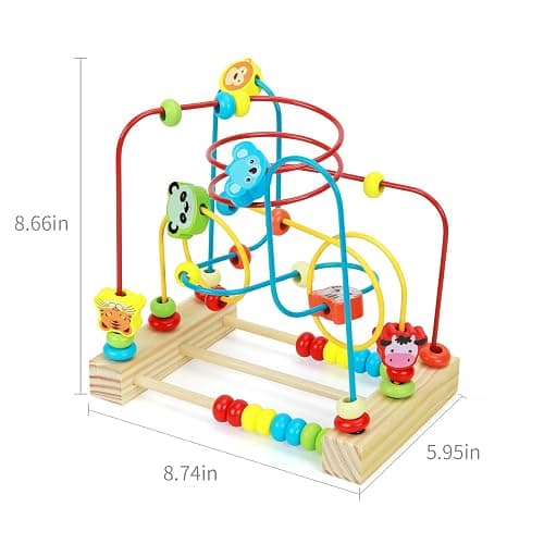 QZMTOY Bead Maze Toy for Toddlers Wooden Bead Toys Colorful Roller Coaster Preschool Educational Toys for Kids Classic Birthdday Gift for Toddlers Baby Infant Boys Girls… thumbnail 2