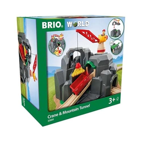 BRIO World - 33889 Crane & Mountain Tunnel | 7 Piece Toy Train Accessory for Kids | Interactive Play | FSC Certified Wood | Perfect for Ages 3 and Up thumbnail 4