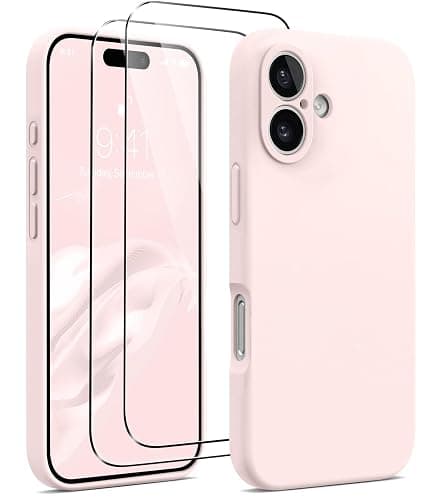 AOTESIER Magnetic for iPhone 16 Case, [Compatible with MagSafe][Camera Protection], Food Grade Silicone Phone Case with [2 Screen Protectors], Anti-Scratch Protective Lining, 6.1inch, Chalk Pink - Image 1