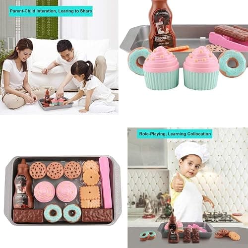 Elitoky Cookie Play Food Set, Play Food for Kids Kitchen - Play Kitchen Accessories - Play Baking Cookies and Cupcakes Plastic Toy Food for Pretend Play, Kids Toddler Childrens Birthday Gifts thumbnail 5