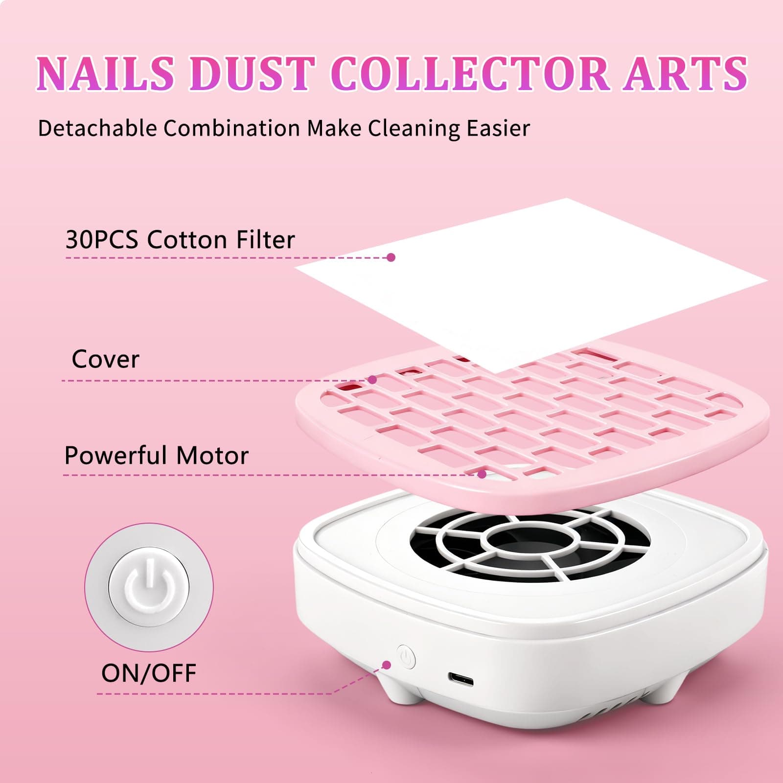 ANGNYA Compact Vacuum Fan Dust Collector for Beginner Mini Dust Suction Machine Manicure Pedicure Tool for Acrylic Nail Polishing for Home Use thumbnail 6