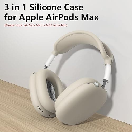 Silicone Case Cover for AirPods Max Headphones,Ear Pad Case Cover/Ear Cups Cover/Headband Cover for AirPods Max 2/1 (2026/2024/2020)(USB-C/Lightning),Silicone Accessories for Apple AirPods Max 2,Stone thumbnail 2
