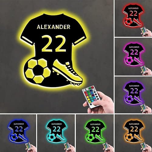 Personalized Soccer Jersey Neon Sign - USB-Powered Dimmable LED Soccer Signs for Bedroom Sports Decor, Party Bar, Christmas, and Birthday Gift thumbnail 3