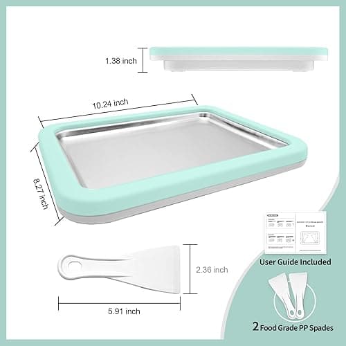 Rolled Ice Cream Maker, Instant Ice Cream Maker, Instant Gelato Pan/Roll, Homemade DIY for Fun Parent-Child Activities Families Mint Green - Mint Green thumbnail 2