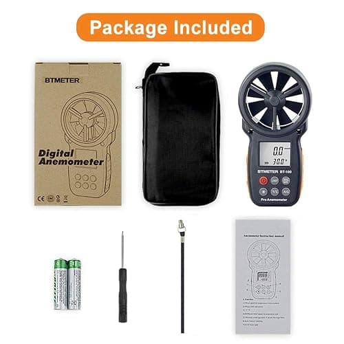 BTMETER BT-100 Handheld Anemometer, Digital Wind Speed CFM Meter Gauge Air Flow Velocity Tester for HVAC Shooting Drone, Wind Chill, 14℉-113℉ Wind Temperature thumbnail 8