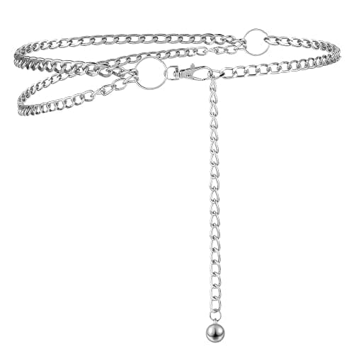 KALIONE Women's Chain Belt, Multilayer Waist Belt Adjustable Metal Decorative Belts for Women Girls Dresses Pants - Image 1