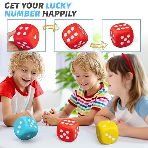 Large 3 Inch Foam Fidget Dice, Jumbo Stress Relief Big Dice, Squeeze Squishy Giant Large Cube for Family Board Game Classroom Party Favors Bag Stuffer (3 Pack) thumbnail 5