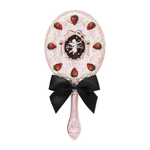 Flower Knows Strawberry Cupid Hand Mirror,Vintage Handheld Mirror,Fancy & Pretty Princess Mirror with Long Handle,Gift for Girls & Women(Milky Shake) - Image 1