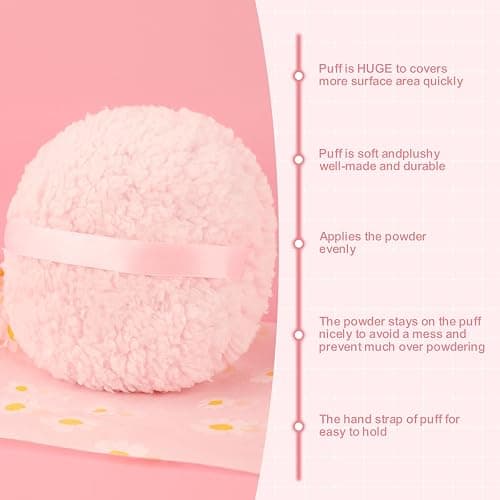 WSYUB Powder Puff, 6'' Powder Puff for Body Powder,Body Powder Puffs and Container,Oversize Dust Puffs for Women thumbnail 4