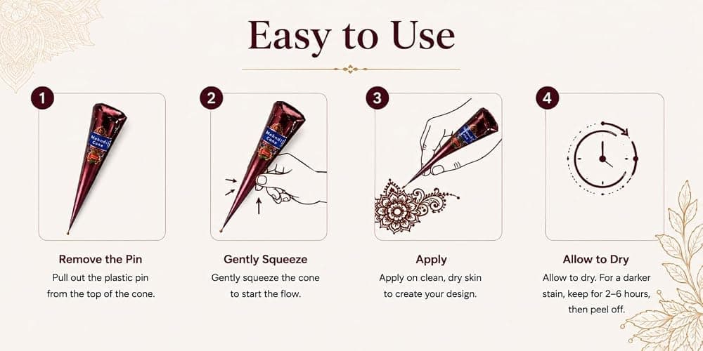 Krishmi Kaveeri Natural Henna Cone (Pack of 2) | Natural Ready to Use Henna Paste thumbnail 8