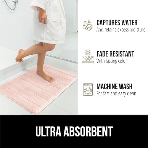 GORILLA GRIP Memory Foam Bath Mat, Soft Absorbent US Designed Bathroom Rug, Gripping Dots Machine Washable Bathmat, Cushioned Floor Mats, Shower Sink Rugs Room Décor Accessories, 24x17 Pink thumbnail 7