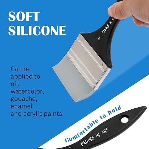 Falling in Art Silicone Paint Brush Set, Lined Edged Flexible Color Shapers, Flat Shaped Painting Tool for Water Based Acrylic Paints, Gouache, Oil, and All Water soluable Mediums 3Pcs(1'', 2'', 3'') thumbnail 5