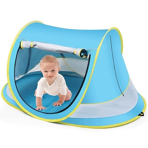 Baby Beach Tent,Large Pop Up Beach Tent Sun Shade for Beach,Portable Baby Travel Tent with Mosquito Net,Indoor Baby Play Tent,UPF 50+ UV Protection Sun Shelters for Infants - Image 1