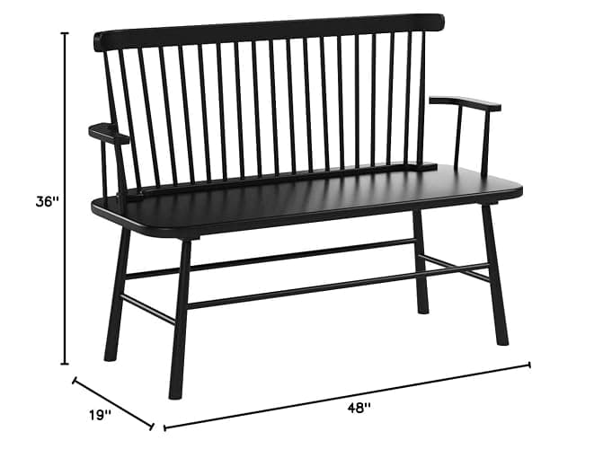 Jerimiah Black Wood Spindleback Bench by Crown Mark thumbnail 2