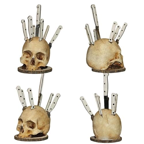 Skull Knife Holder for Kitchen, Skeleton Knife Stand, Horror Kitchen Storage Head Rack Kitchen Fruit Storage Rack Decoration, Scary Party Fruit Storage Rack Decoration thumbnail 6