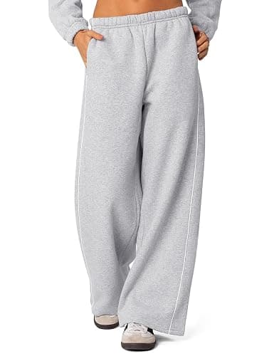 HeSaYep Women's Fleece Lined Wide Leg Sweatpants Winter Thermal Warm Baggy Straight Leg Sweat Pants with Pockets - Image 1