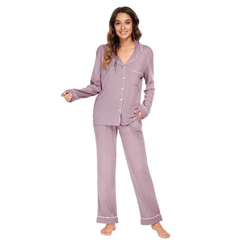 HEARTNICE Womens Pajama Set, Soft Long Sleeve Pajamas & Long Pants with Pockets, Warm Button-up Sleepwear Lounge Pjs thumbnail 2