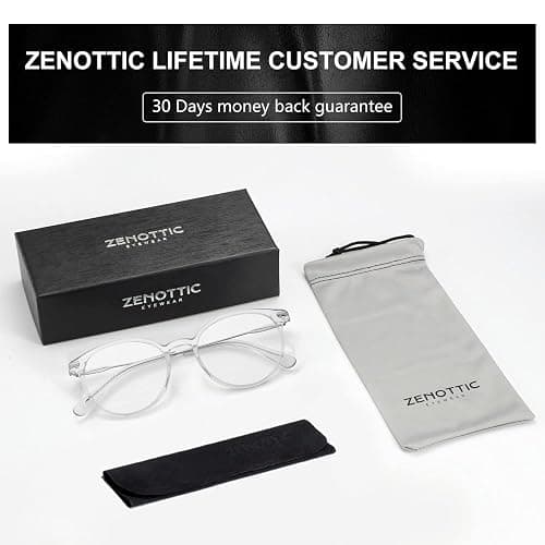 ZENOTTIC Round Clear Lens Glasses for Women, Non-Prescription Eyeglasses Transparent Frame Fake Glasses thumbnail 5