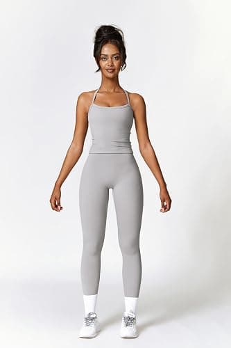 QBGJTD Womens Workout Sets Two Piece Cross Back Tank Top Matching High Waist Leggings Sets Gym Outfits Work Out Clothes thumbnail 6