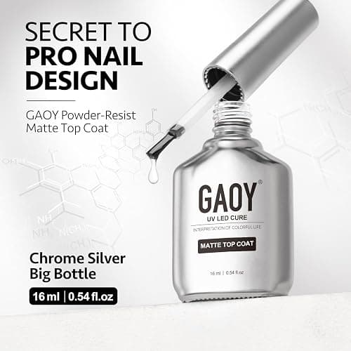 GAOY Matte Gel Top Coat, 16ml Powder-Resist Matte Finish for Detail Chrome Powder Painting Long Lasting UV Gel Nail Art DIY thumbnail 6
