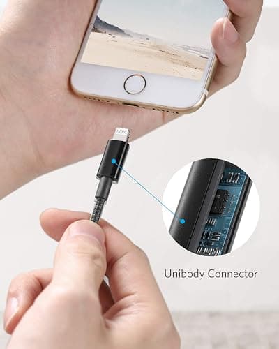 Anker 3.3ft Premium Double-Braided Nylon Lightning Cable, Apple MFi Certified for iPhone Chargers, iPhone X/8/8 Plus/7/7 Plus/6/6 Plus/5s, iPad Pro Air 2, and More(Black) thumbnail 6