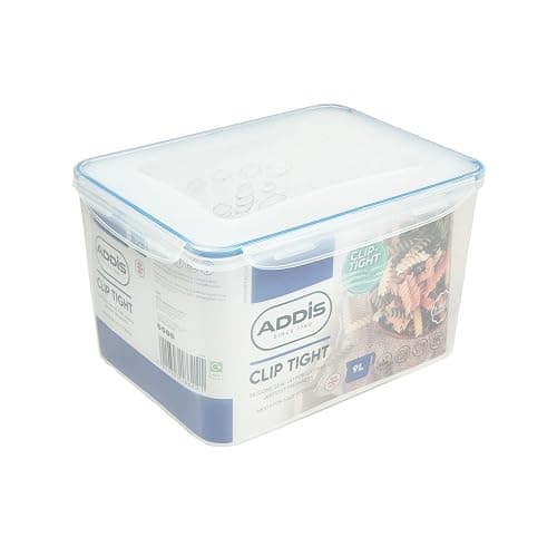 Addis Clip Tight Super Large Food Storage Container 9 Litre Tall Rectangle Airtight Silicone Seal Containers Bpa Free Easy Locking Lid Clips, Clear Transparent - Image 1