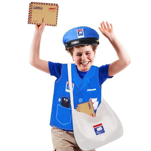 Keymall Kids Mailman Costume Mail Carrier Hat Mr. Postman Canvas Bag Vest Envelopes For Halloween Career Day Postal Costume thumbnail 6