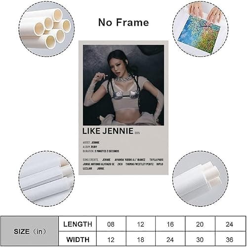 JIANGDANPPBEM Poster "Like Jennie", schwarz-rosa, dekoriert Ihren Raum, definieren Sie Ihren Stil, 30 x 45 cm, ungerahmt, 32 Stück thumbnail 3