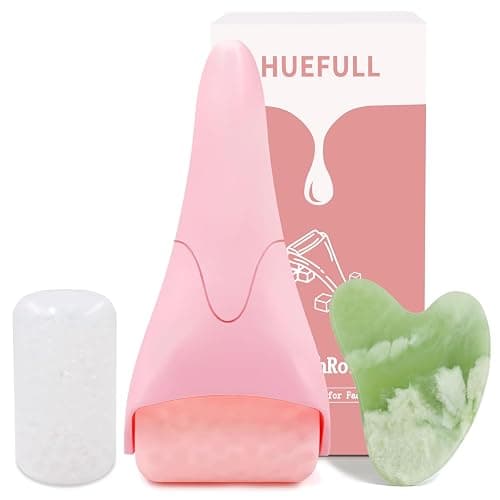 huefull Ice Roller for Face with 2 Rollers and Gua Sha Facial Tools, Face Roller for Self Care, Guasha Tool for Face, Puffiness Relief, Skin Care Gifts for Woman Men, Self Care Gifts - Image 1