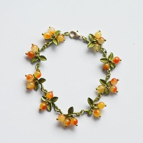 SZYDD Sweet Berry Leaf Bead Bracelet Sweet Spring Plant Bracelet Women's Retro Personalized Color Beads Cranberry Leaf Bracelet Bracelet Women's Jewelry, Red thumbnail 3