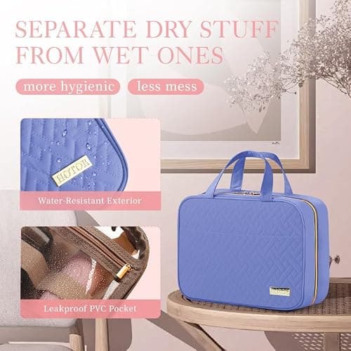 HOTOR Travel Toiletry Bag - Hanging Toiletry Bag for Women & Men, Makeup Bag/Big Comparment, Waterproof for Travel Accessories, Travel Essentials, Medium, Aegean-Blue thumbnail 6