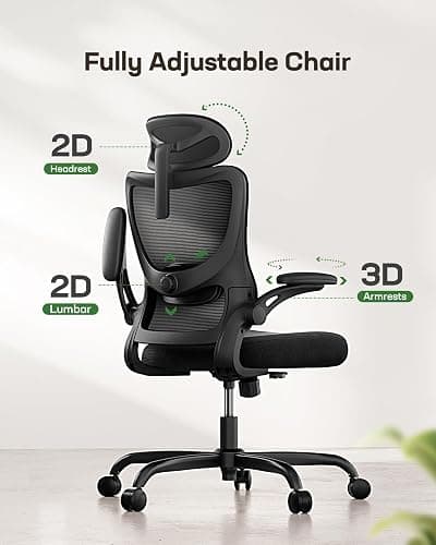 Marsail Ergonomic Office Chair: Office Computer Desk Chair with High Back Mesh and Adjustable Lumbar Support Rolling Work Swivel Task Chairs with Wheel 3D Armrests and Headrest thumbnail 3