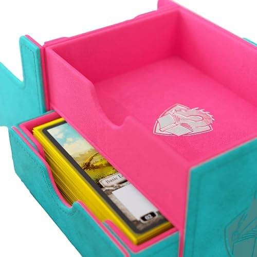 Gamegenic The Academic 133+ XL Premium Deck Box | Double-Sleeved Card Storage | Card Game Protector | Holds Up to 122 Cards Plus Game Accessories | Teal/Pink Color | Made thumbnail 12