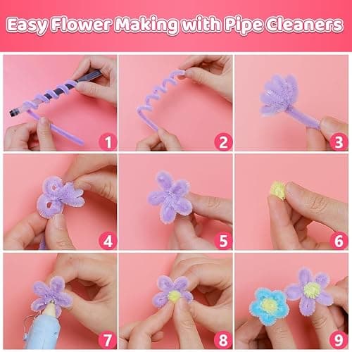 IOOLEEM Pipe Cleaners,200pcs in 7 Colors, Pastel Pipe Cleaners, Macaron Candy Colors, Chenille Stems for Art and Craft Projects, Flower DIY Decorations thumbnail 4