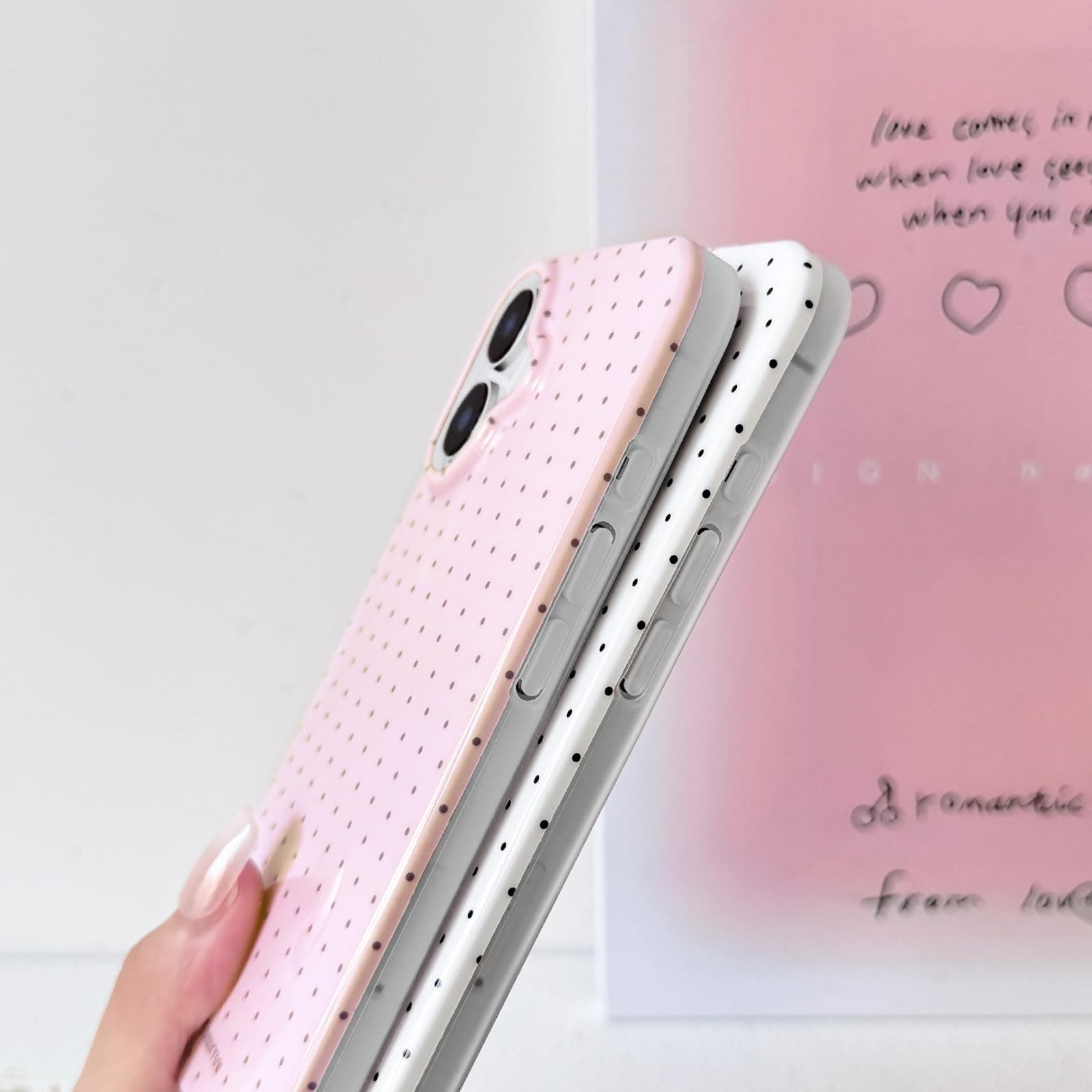 Lovmooful Compatible for iPhone 17 Case Cute Aesthetics Polka Dot Design for Girls Women Soft TPU Shockproof More Protective Girly for iPhone 17 Case-Pink thumbnail 4
