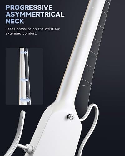 Donner HUSH-X Electric Guitar Kit - Featherlight Travel Guitar with Easy Assemble Stands, Great for Travel and Practice, Mahogany Solid Body, Gig Bag, All Accessories, Metallic White thumbnail 7