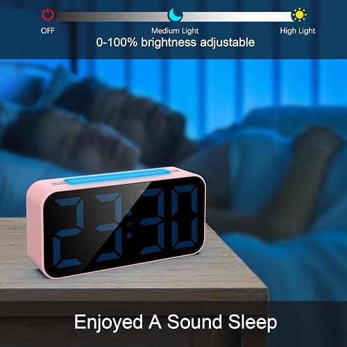 Topski Loud Alarm Clocks for Bedrooms Heavy Sleepers, Digital Clock with Night Light, Large Display, Dual Alarm, Snooze, Dimmable Bedside Alarm Clock for Kids Teens Boys Girls thumbnail 4