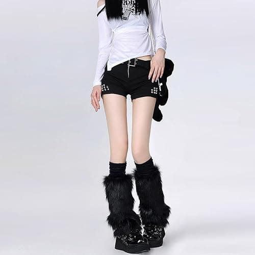 PHOGARY Faux Fur Fuzzy Leg Warmers Furry Boot Covers for Women Girls, Furry Boot Cuffs Fuzzy Shoes Cover Socks for Costumes thumbnail 6