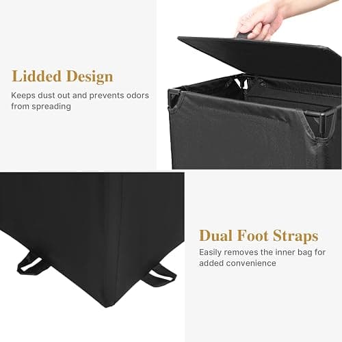 Foluck 60L 2-in-1 Laundry Hamper with Laundry Backpack, Waterproof Basket with Lid, Laundry Bag with Shoulder Straps and Mesh Pocket, Hamper for College Dorm, Travel, Apartment, Laundromat thumbnail 7
