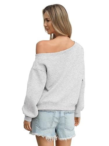 EasyGala Womens Fleece Off Shoulder Sweatshirts Oversized Fall Pullover Top | Cotton Blend, Crop Length, Fleece Lined, Soft, Cozy, Casual, Trendy, Daily Outfits, Relaxed Fit, Winter Long Sleeve, Vacation thumbnail 5