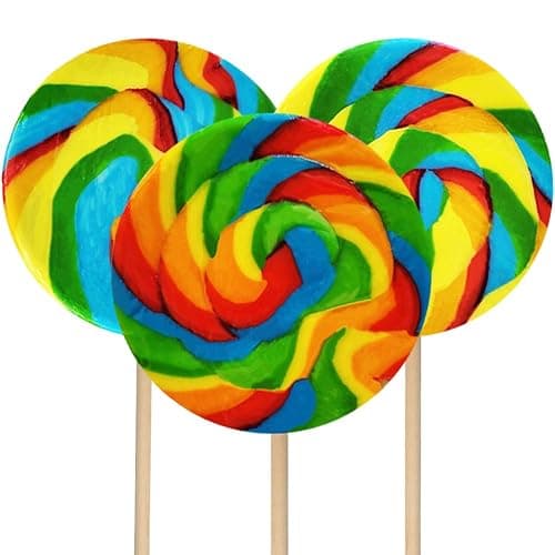 3-Pack Mega 5 Inch Rainbow Swirl Lollipop, Individually Wrapped With Net, Jumbo Suckers - 5" Inch 140 Gram thumbnail 5