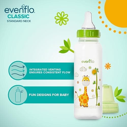 Evenflo Feeding Classic Prints Polypropylene Bottles for Baby, Infant and Newborn - Blue/Green/Teal, 8 Ounce (Pack of 12) thumbnail 4